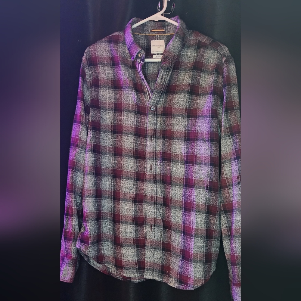 Burgundy plaid button up fleece